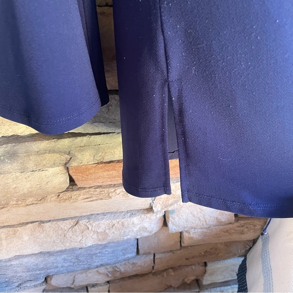 Marled RC navy blue lace up stretch long sleeve top bell sleeve Large - Picture 6 of 11